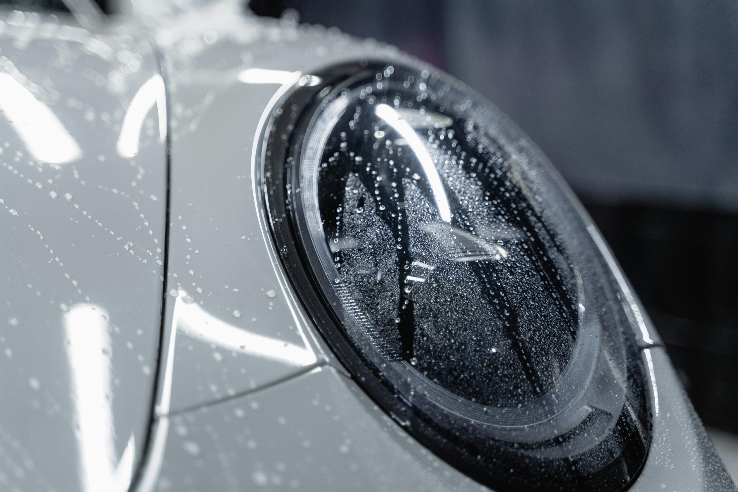 pexels-tima-miroshnichenko-6873186 Close-up of a car headlight with water spots on the surface